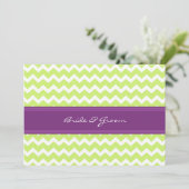 Invitations au mariage Green Plum Chevron (Debout devant)