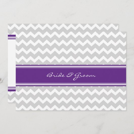 Invitations au mariage Grey Plum Chevron (Devant / Derrière)
