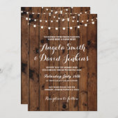 Invitations au mariage Lumières rustiques en bois  (Devant / Derrière)
