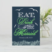 Invitations au mariage nautique bleu et vert de la (Debout devant)