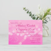 Invitations au mariage rose de Fuchsia Bokeh (Debout devant)