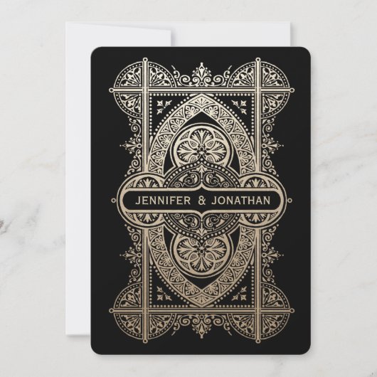 Invitations au mariage royal Art déco - Huile d'or (Devant)