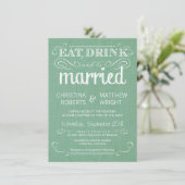 Invitations au mariage rustique vert Burlap (Debout devant)
