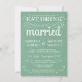 Invitations au mariage rustique vert Burlap (Devant)