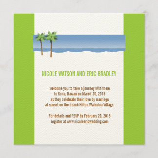 Invitations au mariage sur la plage Crème verte de