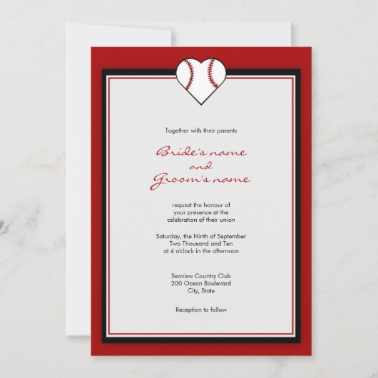 Invitations au mariage sur le thème du baseball (Devant)