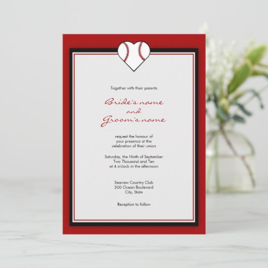 Invitations au mariage sur le thème du baseball (Debout devant)