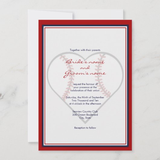 Invitations au mariage sur le thème du baseball (Devant)