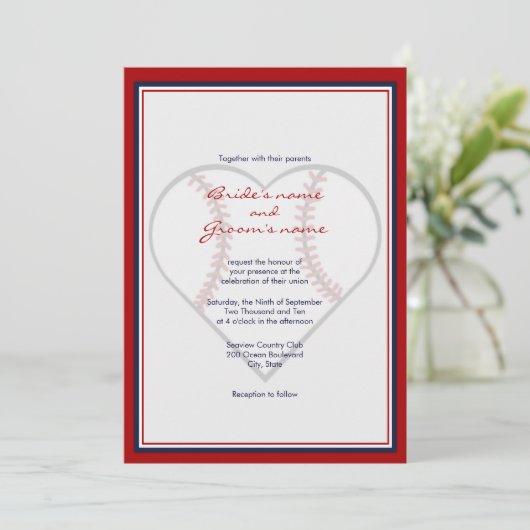 Invitations au mariage sur le thème du baseball (Debout devant)