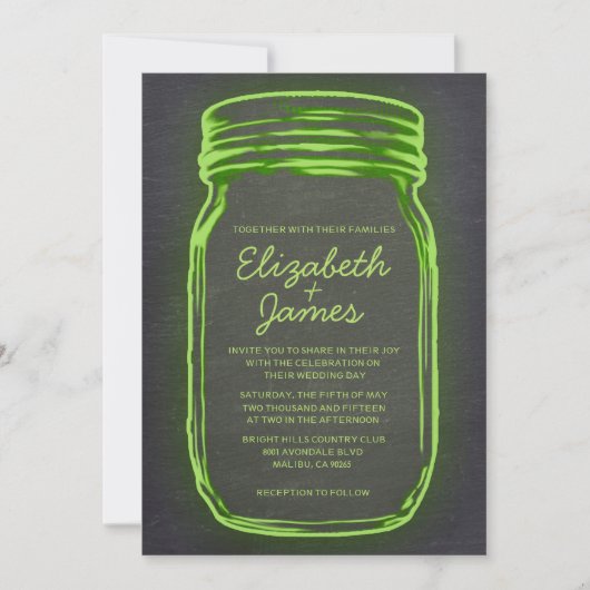 Invitations au mariage Vintage de Lime Mason Jar (Devant)