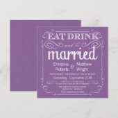 Invitations au mariage violet violet de Rustic Bur (Devant / Derrière)