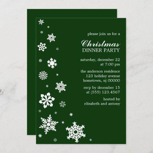Invitations aux flocons de neige de Whimsy (Devant / Derrière)