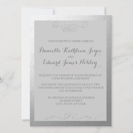 Invitations aux mariages d'argent et de fioul gris (Devant)