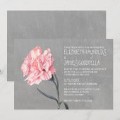 Invitations aux mariages de carnations (Devant / Derrière)