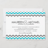 Invitations aux mariages Gray & Blue Chevron Zig Z (Devant)