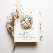 Invitations Baby shower fille agneau rose