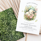 Invitations Baby shower fille agneau rose