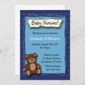 Invitations baby shower Teddy Bear (Boy) (Devant / Derrière)
