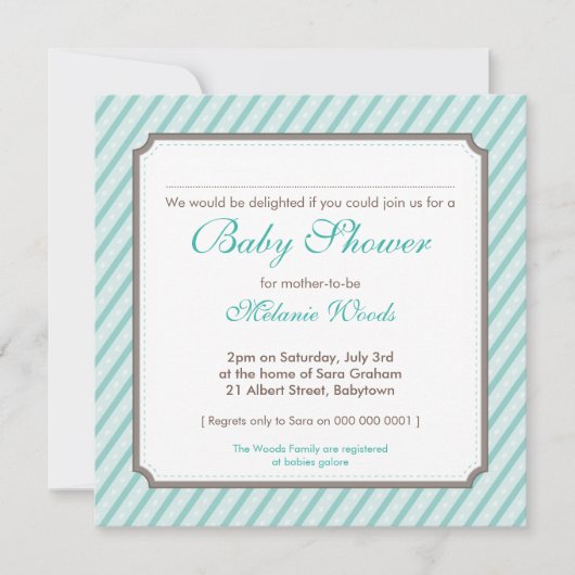 INVITATIONS baby showers :: bandes de bonbons 7SQ (Devant)