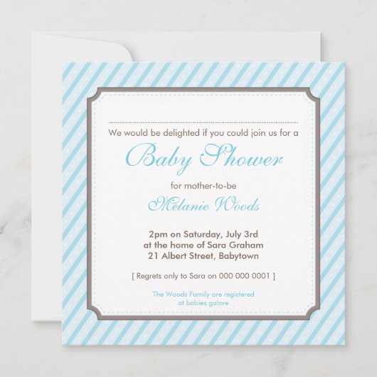 INVITATIONS baby showers :: bonbons rayures 2SQ (Devant)