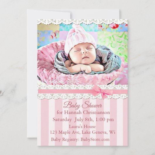 Invitations Baby showers de la fille (Devant)
