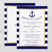 Invitations Baby showers de la Marine marine bleu/ (Devant / Derrière)