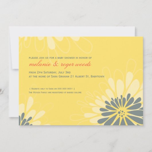 INVITATIONS baby showers :: fleurs modernes 2L (Devant)