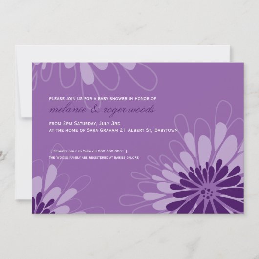 INVITATIONS baby showers :: fleurs modernes 7L (Devant)