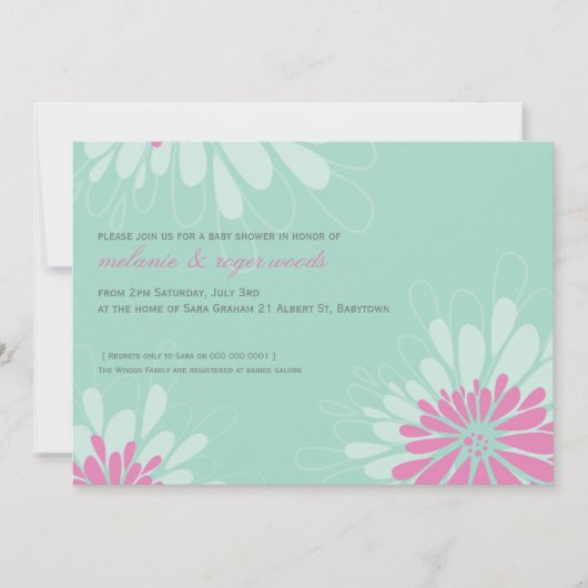 INVITATIONS baby showers :: floraison moderne 1L (Devant)