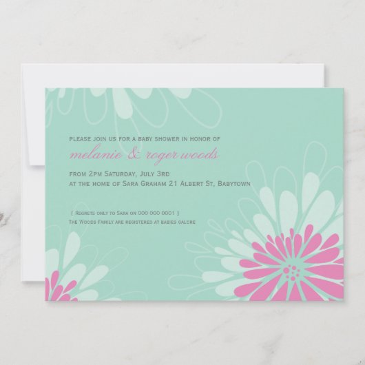 INVITATIONS baby showers :: floraison moderne 1L (Devant)