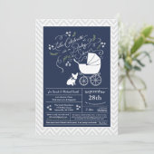 Invitations Baby showers français Bulldog (Debout devant)