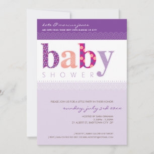 INVITATIONS baby showers :: lettres 2P à motifs po