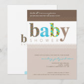 INVITATIONS baby showers :: lettres à motif bébé 1 (Devant / Derrière)