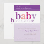 INVITATIONS baby showers :: lettres à motif bébé 2 (Devant / Derrière)