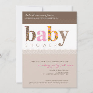INVITATIONS baby showers :: lettres à motifs pour