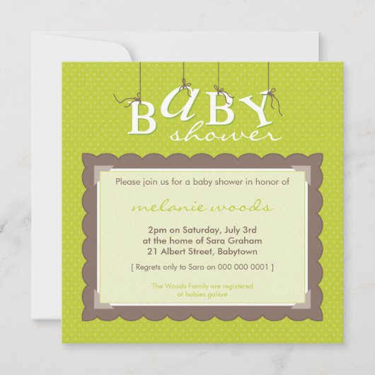 INVITATIONS baby showers :: lettres pour bébé 2SQ (Devant)