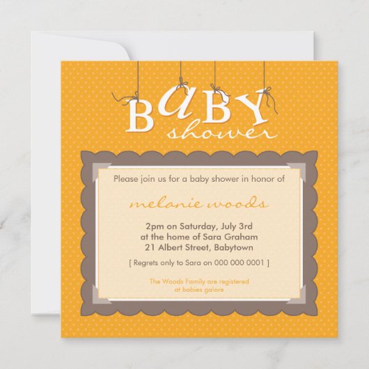 INVITATIONS baby showers :: lettres pour bébés 1SQ (Devant)