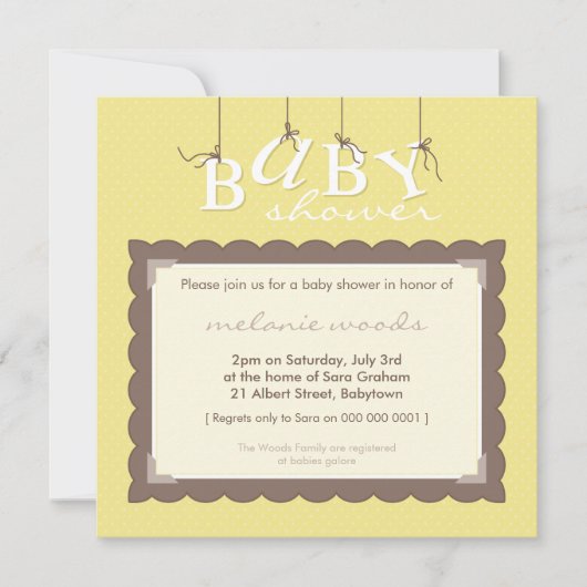 INVITATIONS baby showers :: lettres pour bébés 7SQ (Devant)