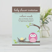 INVITATIONS baby showers :: owl + nid 1P (Debout devant)