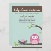 INVITATIONS baby showers :: owl + nid 2P (Devant / Derrière)