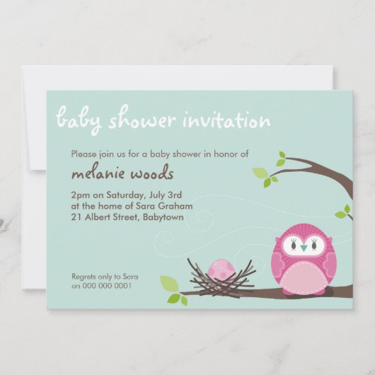 INVITATIONS baby showers :: owl + nid 3L (Devant)