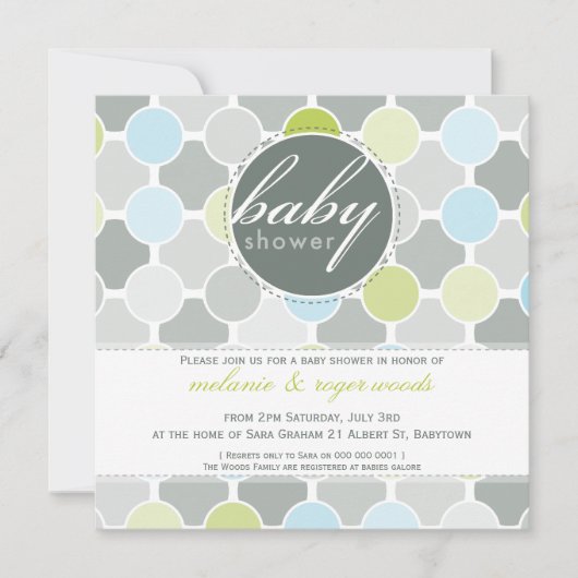 INVITATIONS baby showers :: taches de fizzy 1SQ (Devant)