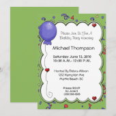 Invitations Balloon & Confetti (Devant / Derrière)