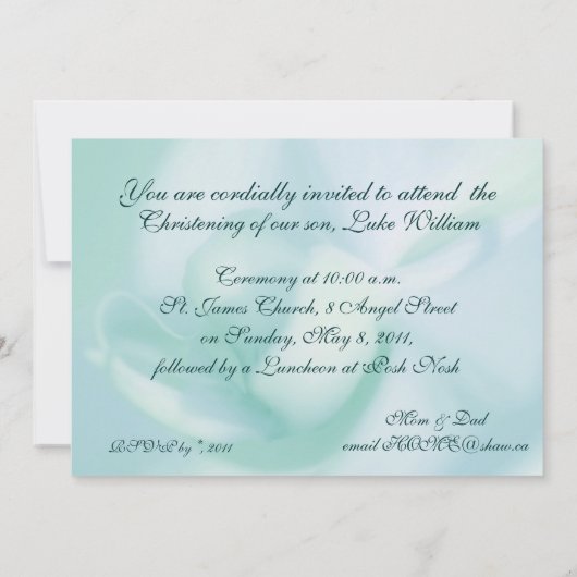 Invitations Baptême Christening Modèles (Dos)