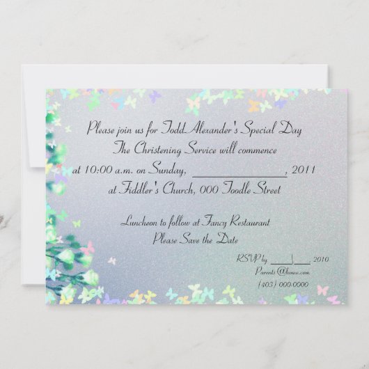 Invitations Baptême Christening Modèles (Dos)