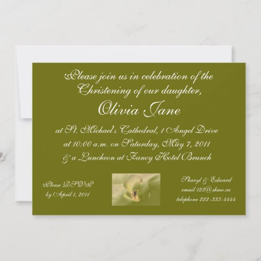 Invitations Baptême Christening Modèles (Dos)