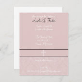 Invitations Baptême de dentelle rose (Devant / Derrière)