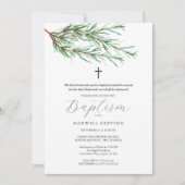 Invitations Baptême Pine Bows Botaniques (Devant)