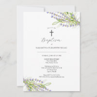 Invitations Baptême Unique Fleurs de Lavande