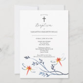 Invitations Baptême Unique Red Dragonfly (Devant)